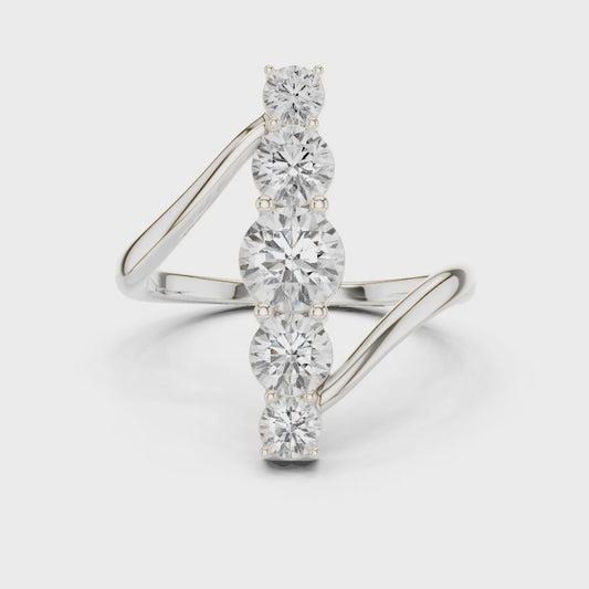 Celeste Curve Bypass Ring in 1.5 Carat Round Lab Diamond