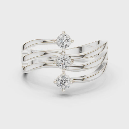 Three Drops of Light Lab Diamond Curved Ring