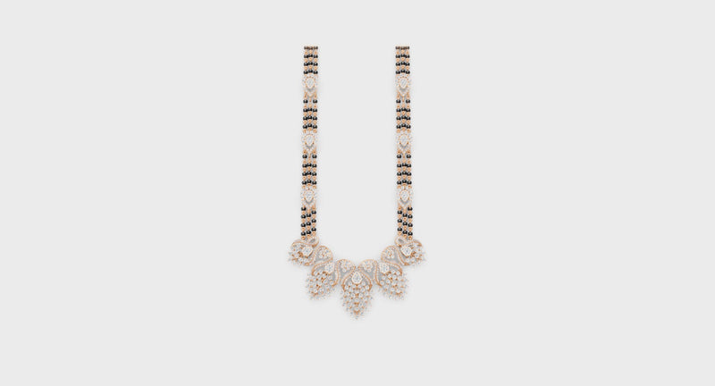 Minimal Luxe Lab Diamond Mangalsutra – Modern tri-Strand Statement Necklace