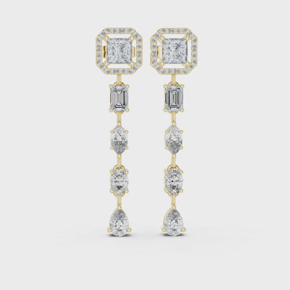 Dazzling Drop Lab Diamond Earrings – Modern Geometric Danglers for Women