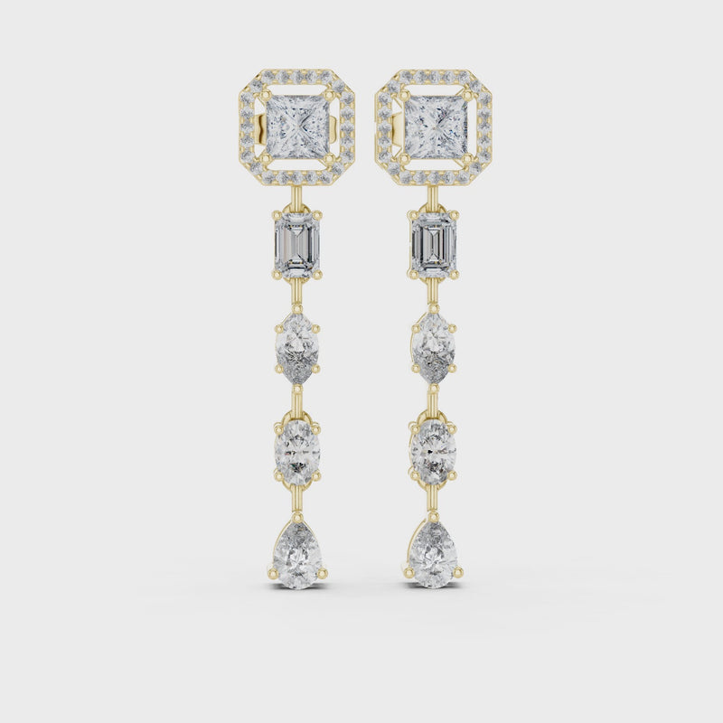 Dazzling Drop Lab Diamond Earrings – Modern Geometric Danglers for Women