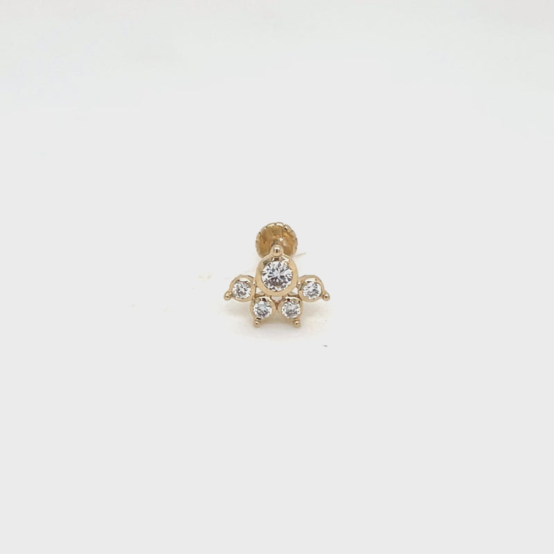 Eternal Bloom 14K Yellow Gold Diamond Cluster Nose Pin