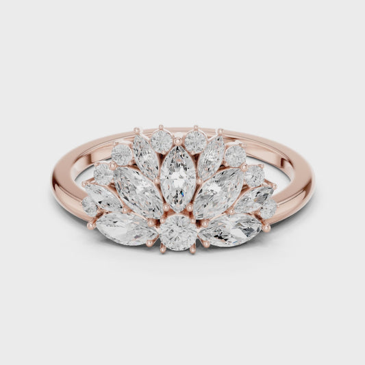 Peacock-inspired Cluster Lab Grown Diamond Anniversary Gifting Ring in 1 Carat
