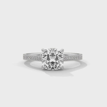 Seductive 2 Carat Cushion Solitaire Lab Diamond Ring