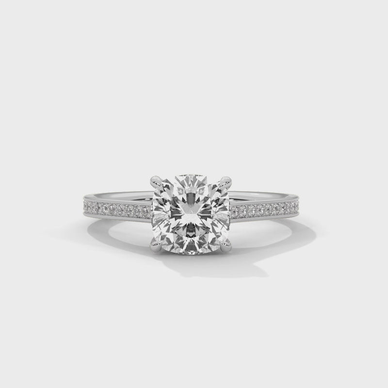 Seductive 2 Carat Cushion Solitaire Lab Diamond Ring