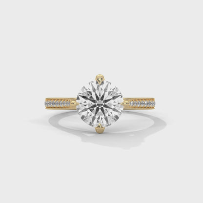 Solitaire 2 Carat Round Lab Diamond with Side Accents Engagement Ring