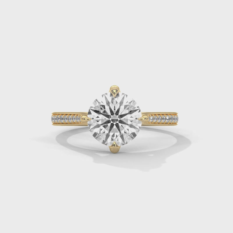 Solitaire 2 Carat Round Lab Diamond with Side Accents Engagement Ring