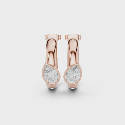 Pear Elegance Lab Grown Diamond Huggie Earrings