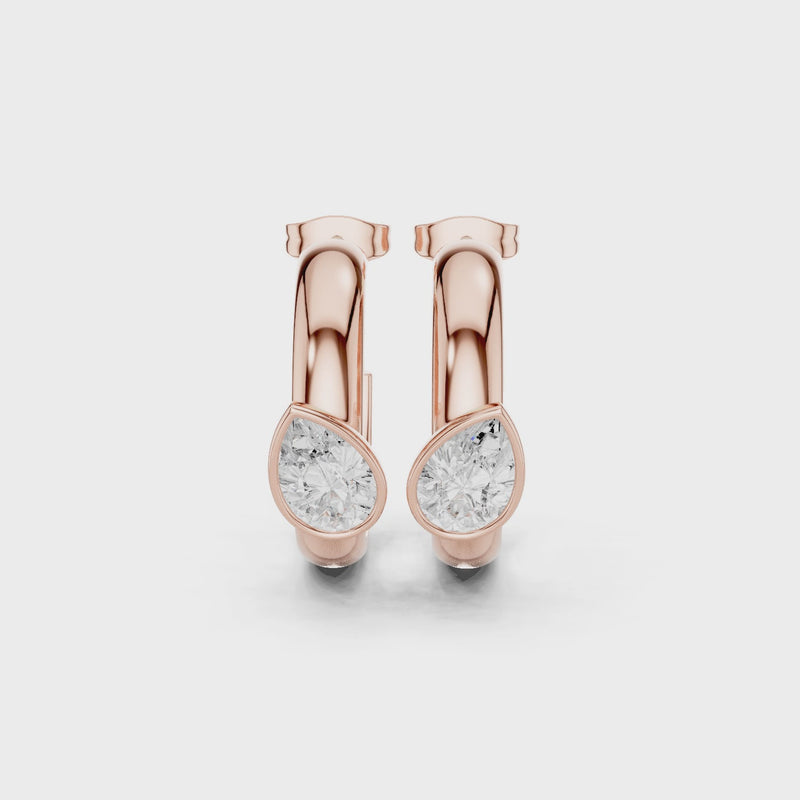 Pear Elegance Lab Grown Diamond Huggie Earrings