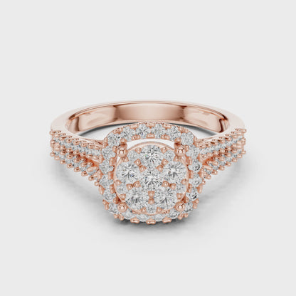 Ethereal Spark Royal Look – Cluster Style Lab Diamond Engagement Ring