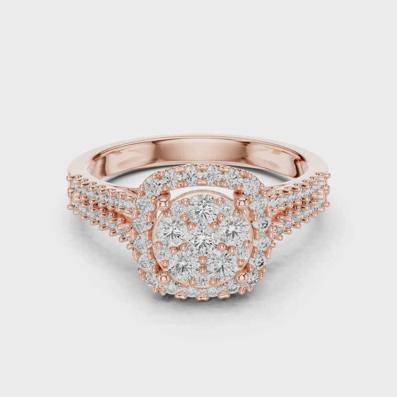 Ethereal Spark Royal Look – Cluster Style Lab Diamond Engagement Ring