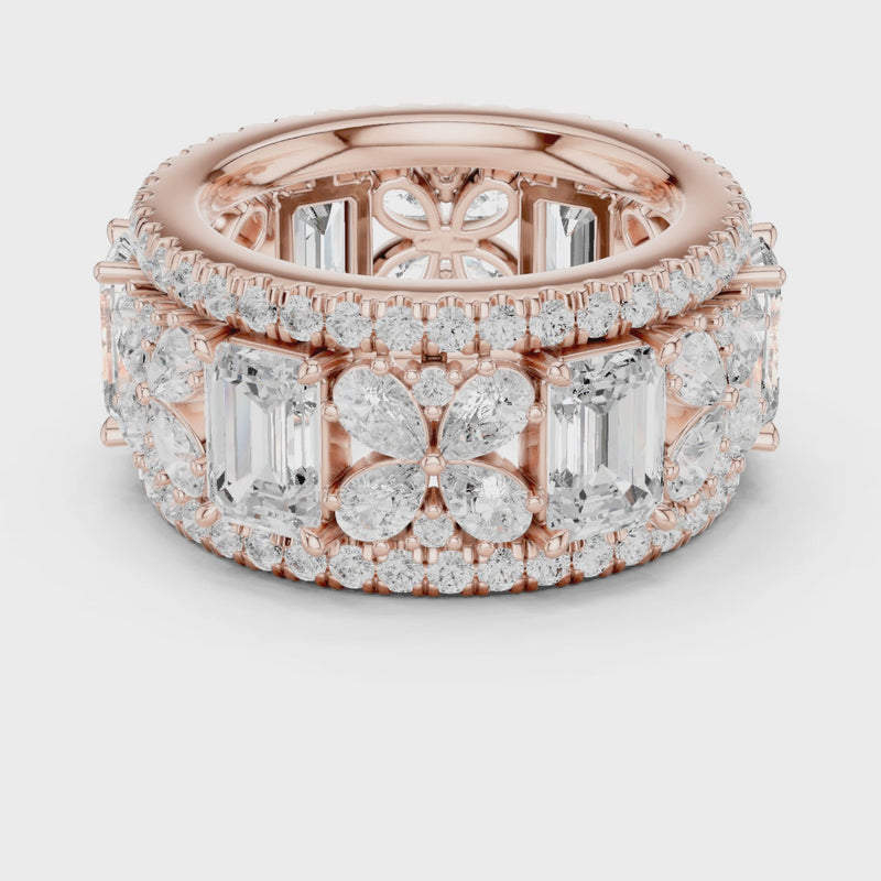 Wide Butterfly Multi-Shape Lab Grown Diamond Eternity Band Ring