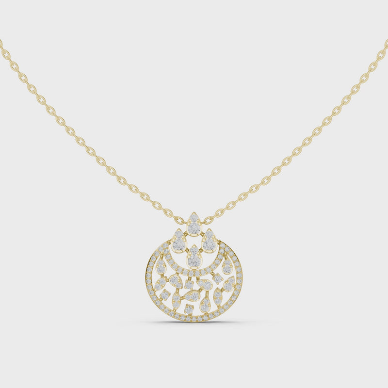 Lunar Awakening – Blooming Lab Diamond Crescent Pendant For Women
