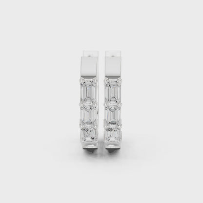 Gold Diamond Embellished Simple Hoop Lab Diamond Earrings