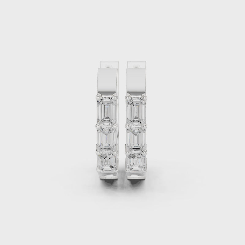 Gold Diamond Embellished Simple Hoop Lab Diamond Earrings