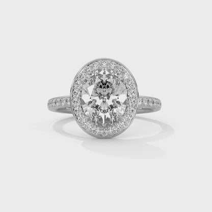 Oval Cut Classic Halo Engagement Ring For Women in 2 Carat Lab Diamond