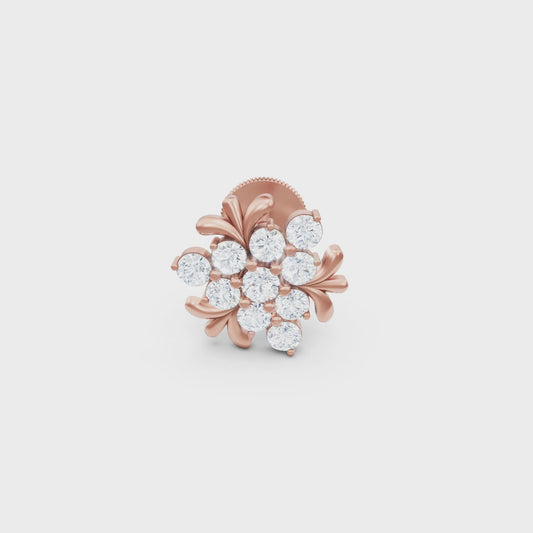 Diamond Nosepin With Lab Grown Brilliant Round .50 Carat Cluster Diamond