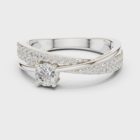 Celestial Cross Round Lab Diamond Split Shank Engagement Ring