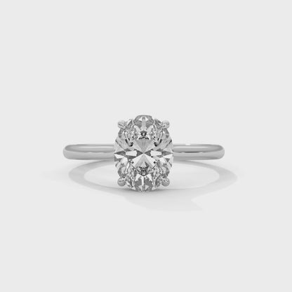 2 Carat Oval Shape Simple Solitaire Ring in Lab Diamond