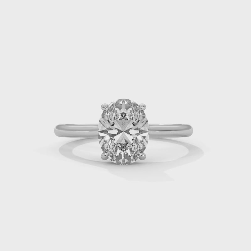 2 Carat Oval Shape Simple Solitaire Ring in Lab Diamond