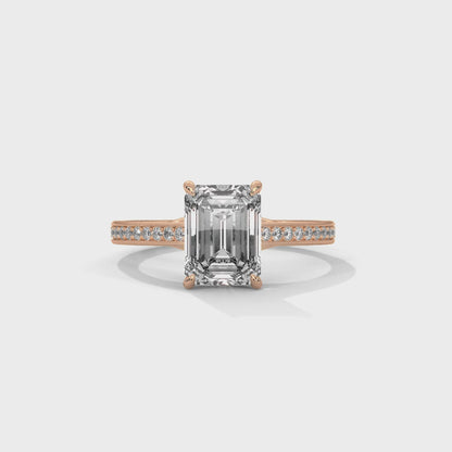 Solitaire Elongated Ring in 1.75 Carat Emerald Lab Diamond