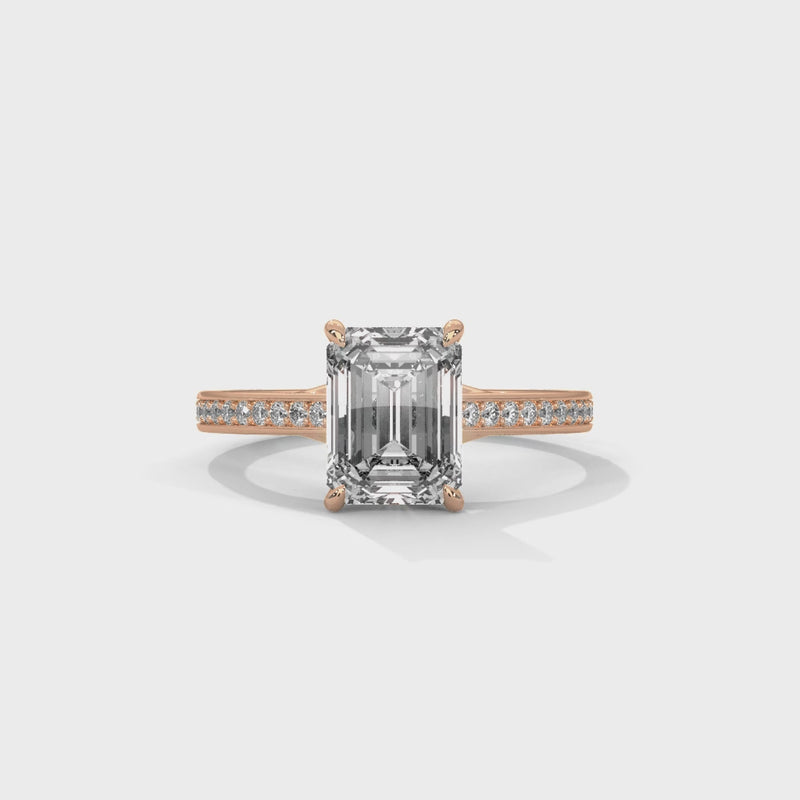 Solitaire Elongated Ring in 1.75 Carat Emerald Lab Diamond