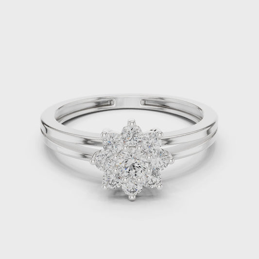 SoulShine Floral Cluster Split Shank Lab Diamond Ring