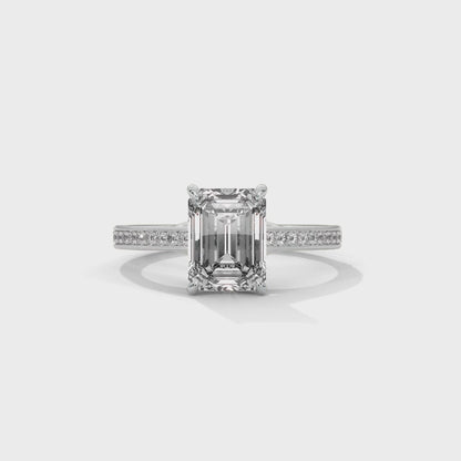 Solitaire Elongated Ring in 1.75 Carat Emerald Lab Diamond