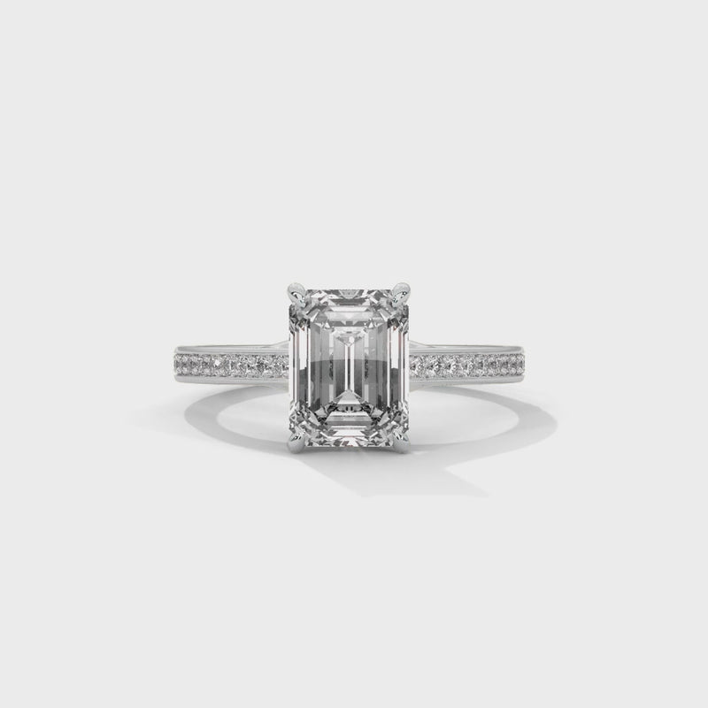Solitaire Elongated Ring in 1.75 Carat Emerald Lab Diamond