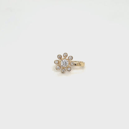 Celestial Bloom 14K Yellow Gold Diamond Nose Pin 0.13 Ct