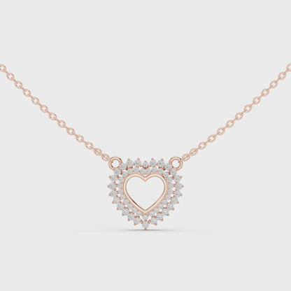 Twinkling Halo Heart Pendant Lab Diamond Necklace