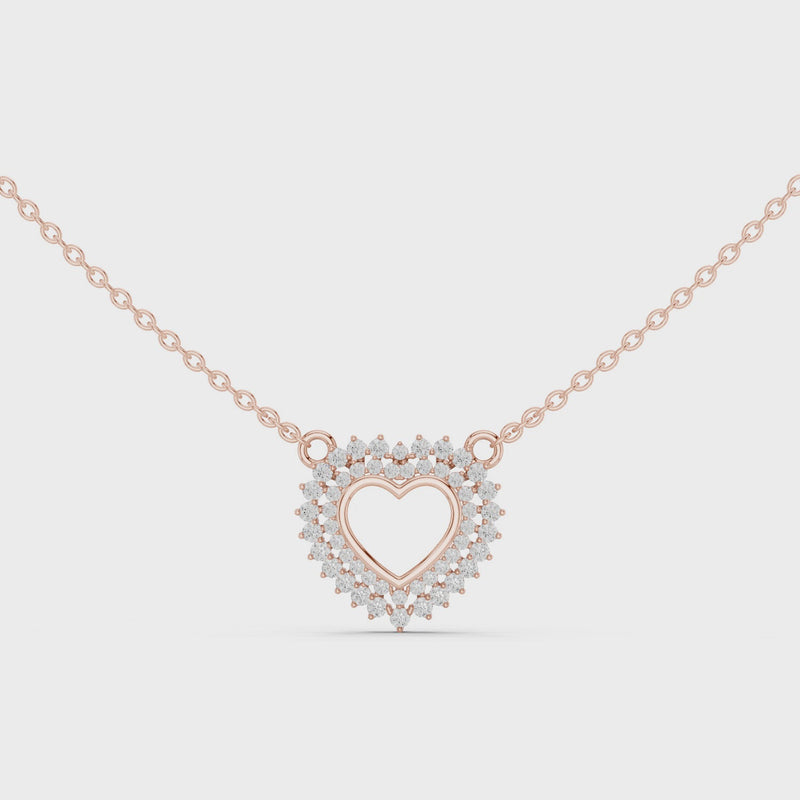 Twinkling Halo Heart Pendant Lab Diamond Necklace