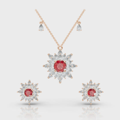 Aura Detachable Lab Diamond Pendant with Matching Studs Set