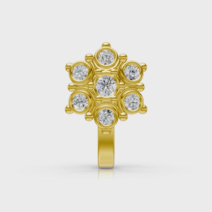 Classic Diamond Cluster Nose Pin in Yellow Gold – 0.13 Ct