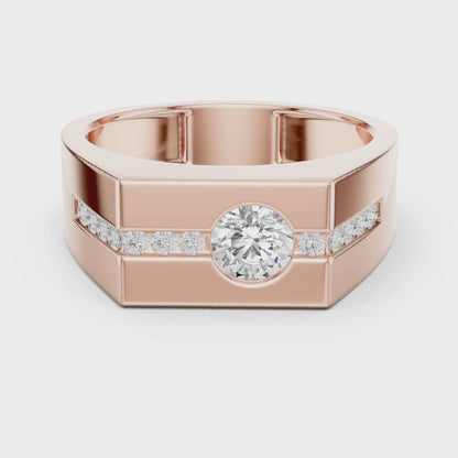 Bold Men 50 Cents Round Lab Diamond Ring