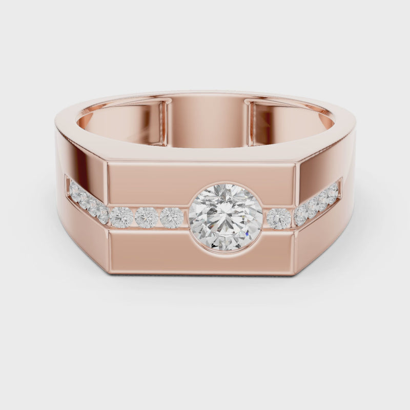 Bold Men 50 Cents Round Lab Diamond Ring