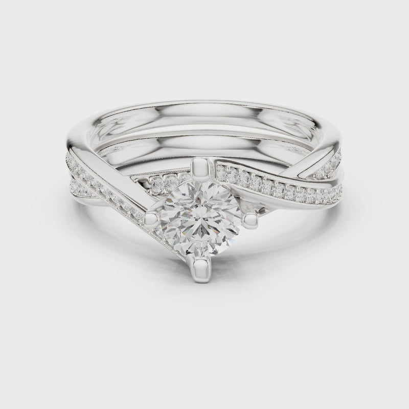 Sculpted Shine Split Band Forever Solitaire Lab Diamond Ring