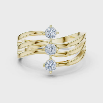 Three Drops of Light Lab Diamond Curved Ring