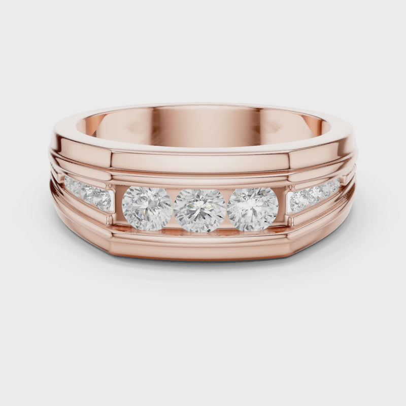 Fearless Spirit - Bold Solitaire Men's Ring with 1 Carat Round Lab Diamond