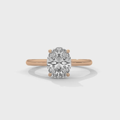 2 Carat Oval Shape Simple Solitaire Ring in Lab Diamond