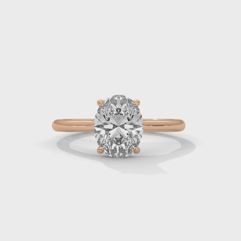 2 Carat Oval Shape Simple Solitaire Ring in Lab Diamond