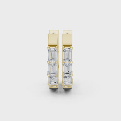 Gold Diamond Embellished Simple Hoop Lab Diamond Earrings