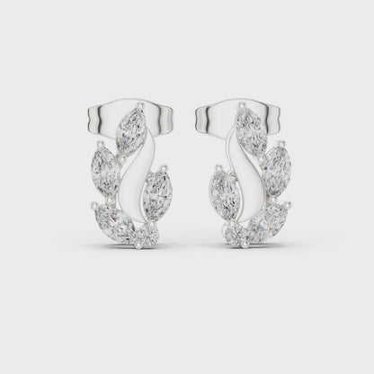 Flame Petal Lab Diamond Stud Earrings