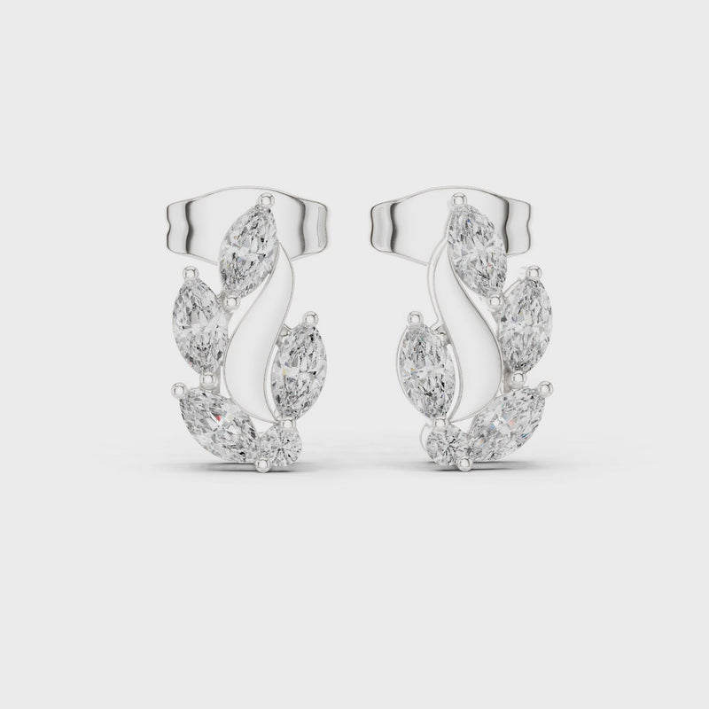 Flame Petal Lab Diamond Stud Earrings