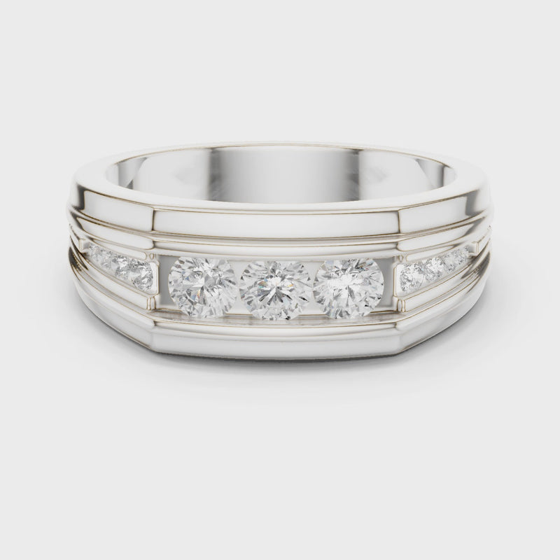 Fearless Spirit - Bold Solitaire Men's Ring with 1 Carat Round Lab Diamond