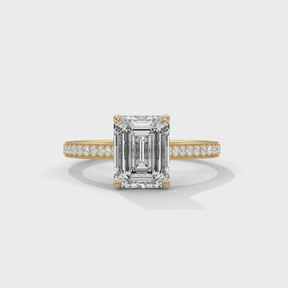 Celestial Emerald Spark Lab Diamond Ring – 2 Carat Solitaire with Pavé Side Band for Women