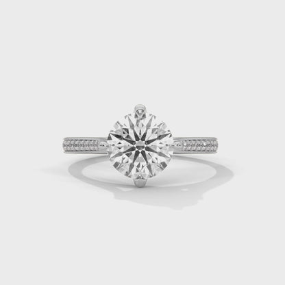 Solitaire 2 Carat Round Lab Diamond with Side Accents Engagement Ring