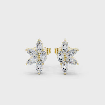 Four Petals Super Sparkling Lab Diamond Earrings