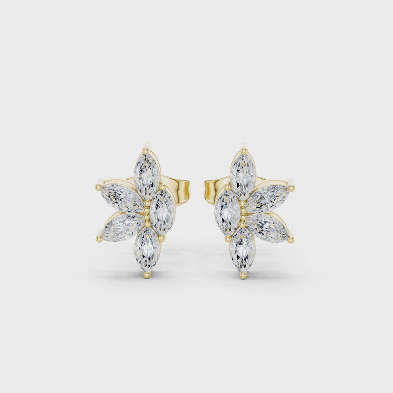 Four Petals Super Sparkling Lab Diamond Earrings