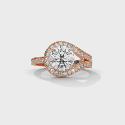 Antique Classic Round Halo Engagement Ring For Women in 2 Carat Lab Diamond